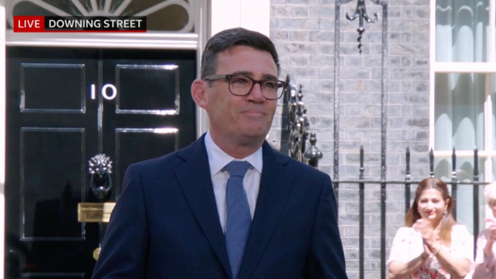 Andy Burnham outside Downing Street, becoming Prime Minister